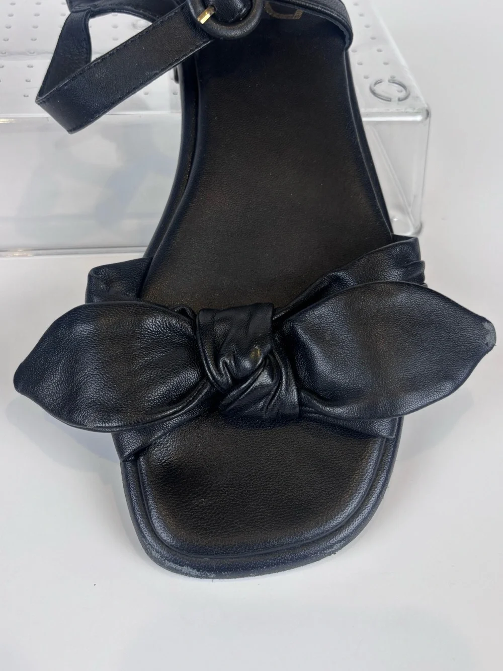 Ted Baker London Halah Black Leather Bow Flat Sandals Sz 6